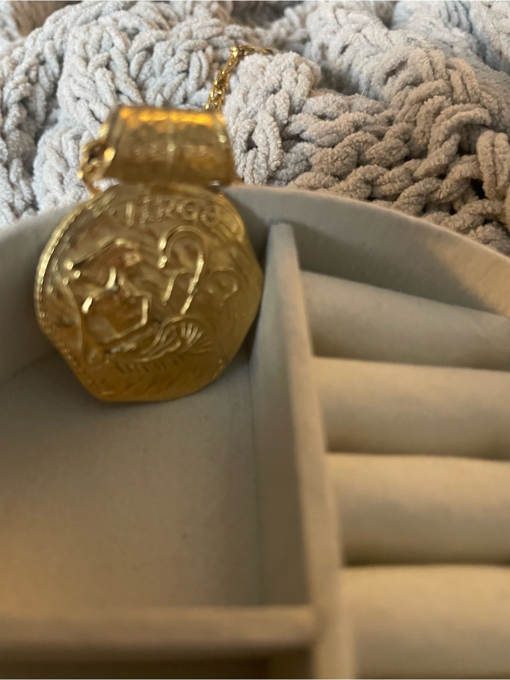 Gold Filled PVD Virgo Medallion Pendant Necklace - Cuban Link Chain
